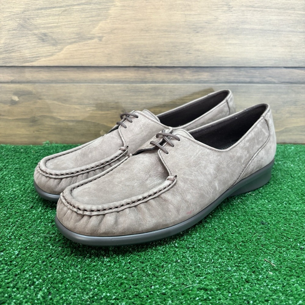 SAS‎ Petra lace up truffle nubuck suede comfort moccasins women Size 10.5 M EUC